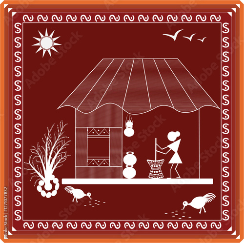 Indian Rural Culture Warli Painting 	
