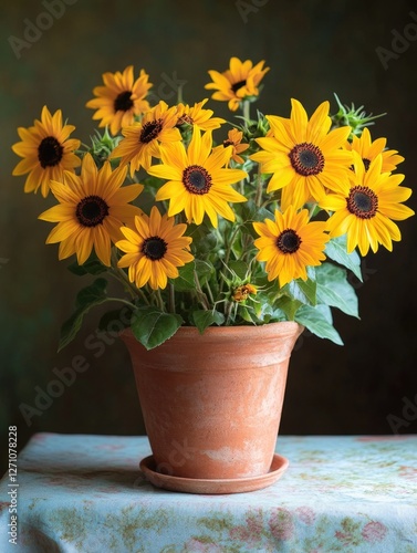 Wallpaper Mural Vase of sunflowers, a bright summer floral arrangement, in shades of yellow and orange. Torontodigital.ca