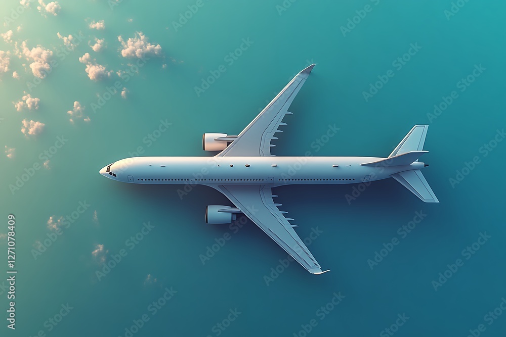custom made wallpaper toronto digitalAirplane flying through cloud on blue sky. Airplane aerial view. paper cut and craft style
