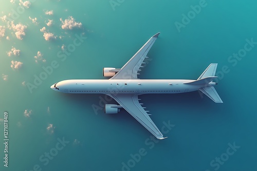 Wallpaper Mural Airplane flying through cloud on blue sky. Airplane aerial view. paper cut and craft style Torontodigital.ca