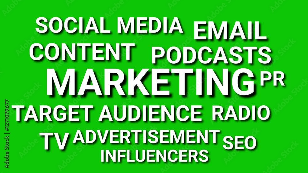 Digital marketing keywords on the green screen Digital marketing keywords on the green screen