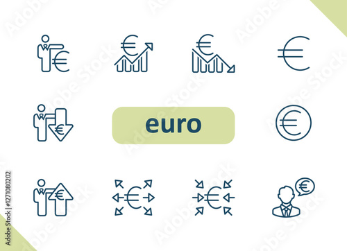 Euro icons. Currency, money, payment, savings, investment vector icon set