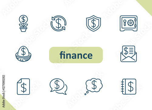 Finance icons. Money, cash, payment, savings, investing, business vector icon set
