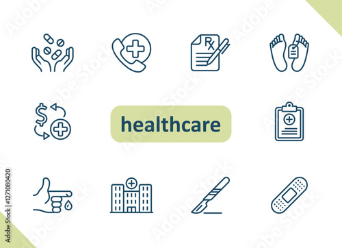 Healthcare icons. Health care, hospital, medical vector icon set