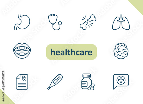 Healthcare icons. Health care, hospital, medical vector icon set