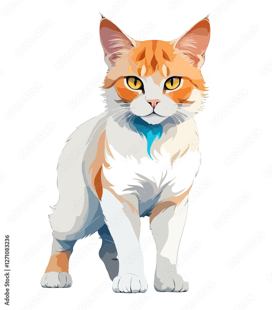 Fototapeta premium Cat Vector Art with Vibrant Colour Illustration