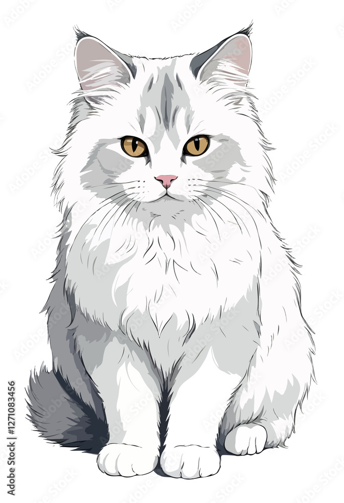 Fototapeta premium Cat Vector Art with Vibrant Colour Illustration