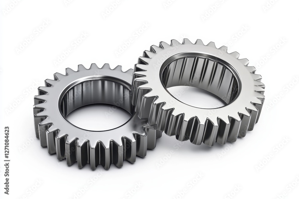 Metal Gears Interlocking with Shine and Reflective Surface Metal Gears Interlocking with Shine and Reflective Surface