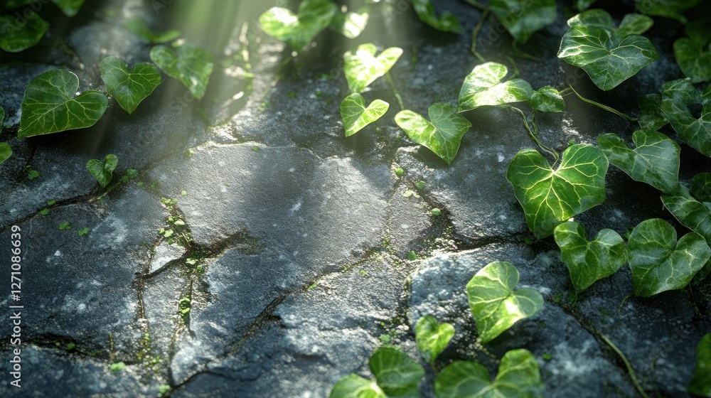 Sunlight through Ivy on Cobblestones Sunlight through Ivy on Cobblestones