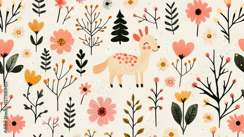 Background pattern cute flower concept. Adorable Floral Clusters Scattered Across Vibrant Botanical Background