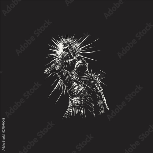 mighty executioner design vector template illustration