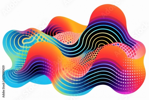 Music representation minimalistic psychedelic style graphics pattern art.