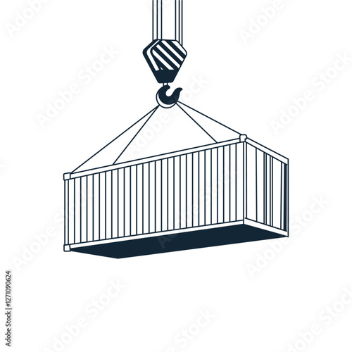 A crane lifts a shipping container