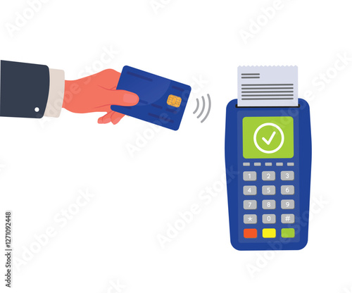 Contactless payment POS terminal with NFC card stock illustration