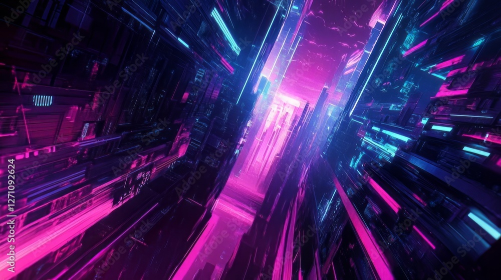 Abstract light waves create a colorful motion blur, glowing with vibrant energy Abstract light waves create a colorful motion blur, glowing with vibrant energy