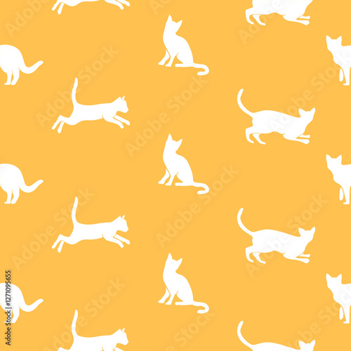 cat pattern background. cat silhouette pattern background. Seamless pattern with silhouettes of cats.