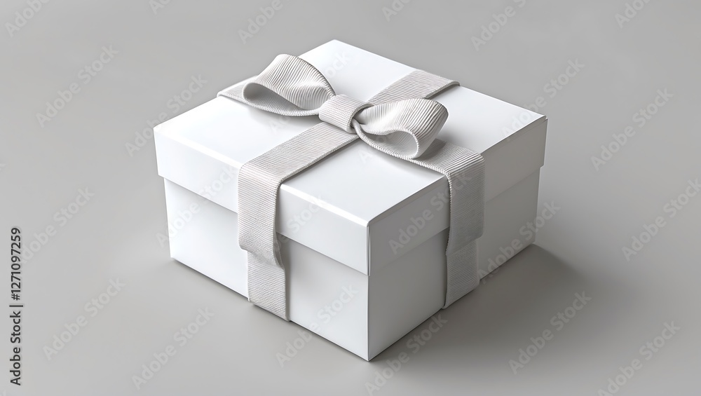 Elegant White Gift Box with a Delicate Ribbon Bow: A Perfect Present for Any Occasion Elegant White Gift Box with a Delicate Ribbon Bow: A Perfect Present for Any Occasion