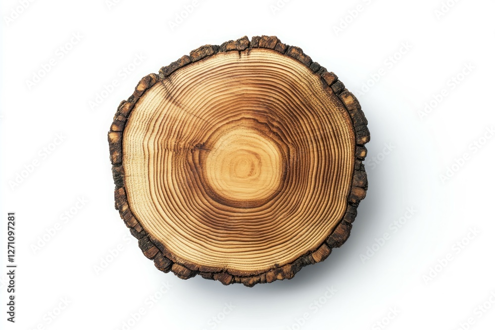Cross section of tree trunk on white background. AI image Cross section of tree trunk on white background. AI image