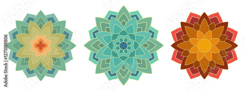Mandala oriental traditional Buddhist pattern, korean design 단청
