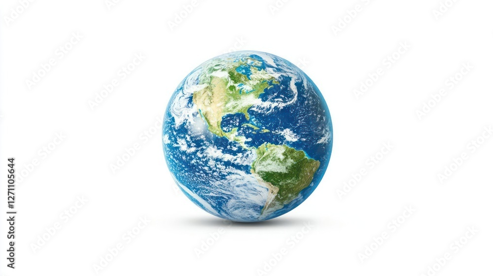 Fototapeta premium Pixel Art Globe: Detailed Earth Illustration on White Background