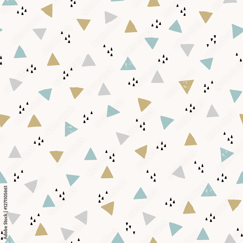Creative grunge triangles seamless pattern. Abstract geometric texture.