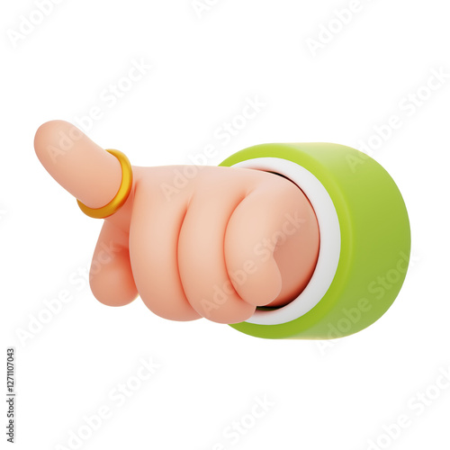 3D Hand Pointing Forward with Gold Ring