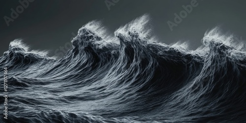 Rough waves crashing in a stormy sea, emphasizing the raw power and beauty of nature.