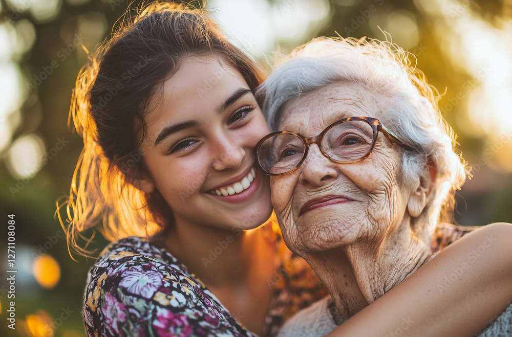 Graddaughter is taking care on her grandmother Graddaughter is taking care on her grandmother