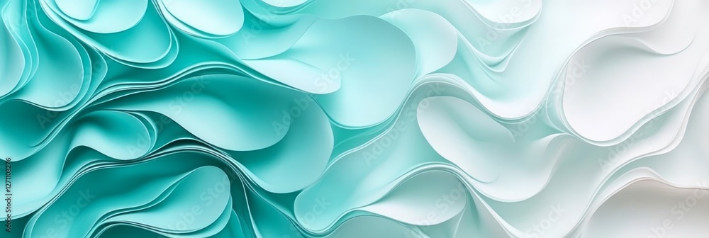 Obraz premium Abstract Gradient Background Soft Mint and Teal Wave Texture. Elegant Minimalist Design