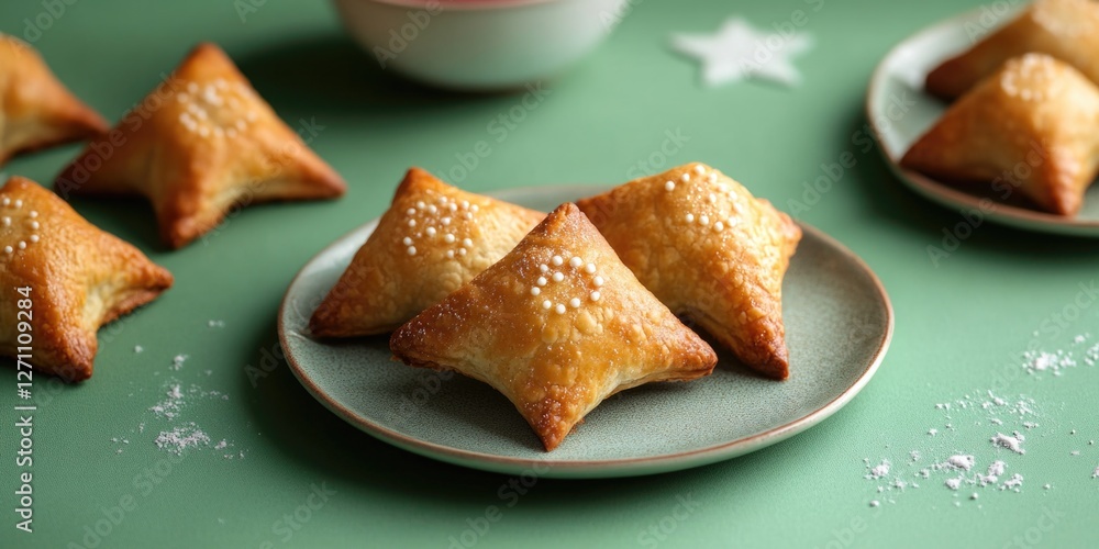 Crisp cinnamon roll pastries, shaped like stars and topped with sugar. A delightful holiday treat or gourmet dessert option. Crisp cinnamon roll pastries, shaped like stars and topped with sugar. A delightful holiday treat or gourmet dessert option.