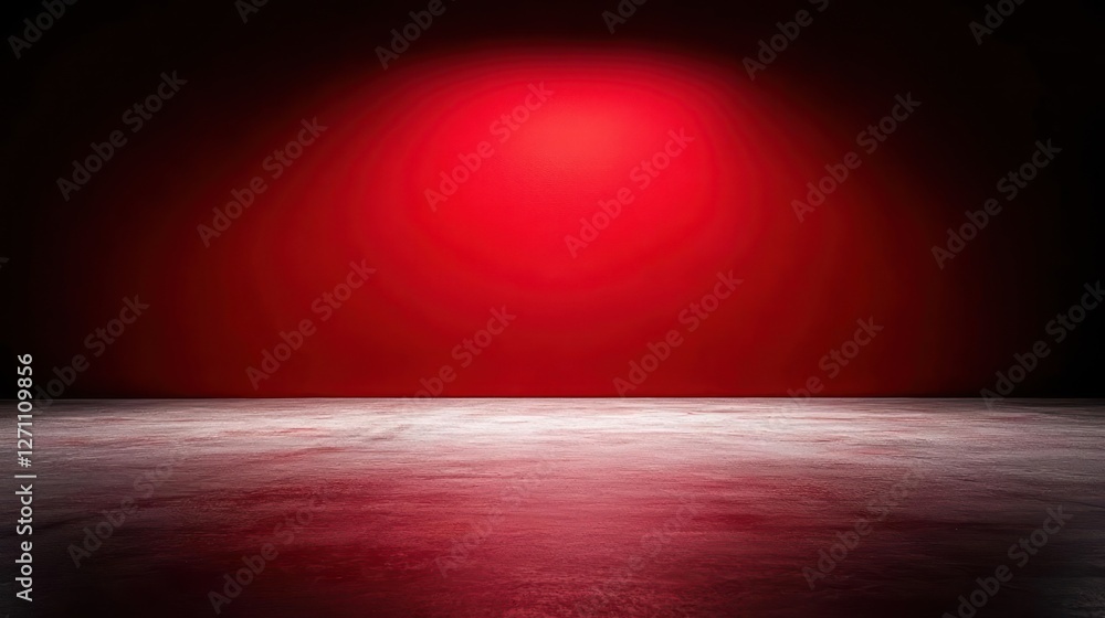 Red Spotlight on Dark Concrete Floor and Wall Red Spotlight on Dark Concrete Floor and Wall