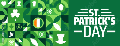 17 march St. Patrick's Day or St Patrick Day geometric shape pattern background banner or poster design template. observed every year in 17 March. Holiday concept. Use to any Template, card, poster.