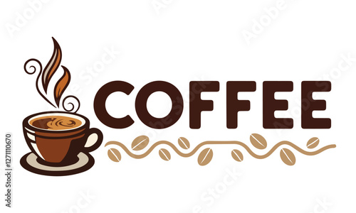 Coffee shop logo. Retro badge coffee beans and mountains natural icon line stamp logo vector, in modern style, Premium Coffee" And Fresh  Design coffee shop bar brand symbol icon.