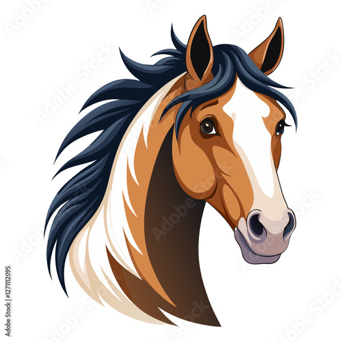 This stunning portrayal highlights the head of a welsh cob horse, emphasizing its beautiful facial features, expressive eyes, and flowing mane
