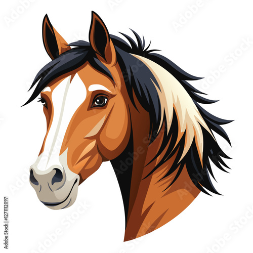 A detailed portrayal of a Welsh Cob horse's head, highlighting its soft expression and striking coat color. The focus is on the horse's beautiful features in a minimalist style