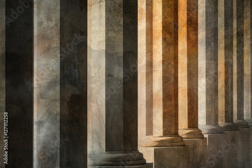 Wallpaper Mural Sunlit stone columns stand in a row, showcasing classical architecture and warm tones. Torontodigital.ca