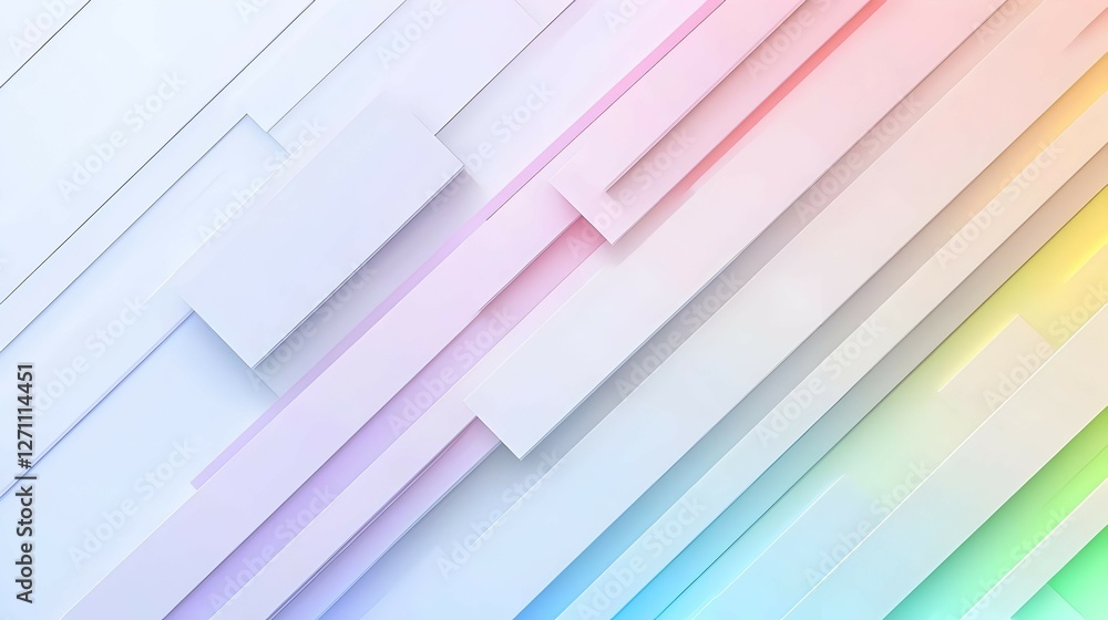 Fototapeta premium Pastel Rainbow Geometric Background with Soft Lines and Shapes