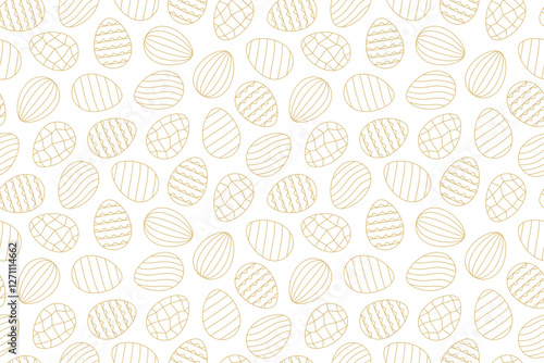 seamless golden pattern with easter eggs - vector illustration