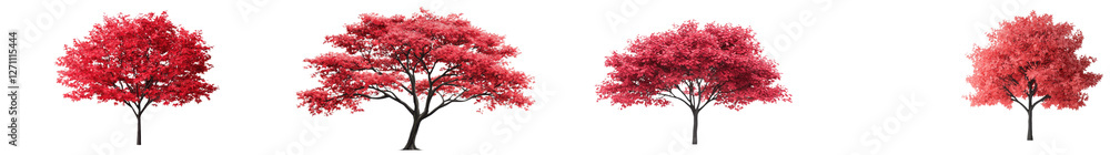 Stunning vibrant red maple trees in an autumn landscape with changing foliage Picturesque seasonal scene with lush crimson leaves against a tranquil natural background Stunning vibrant red maple trees in an autumn landscape with changing foliage Picturesque seasonal scene with lush crimson leaves against a tranquil natural background