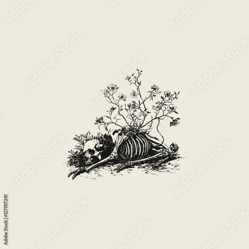 deer carcass lying design vector template illustration