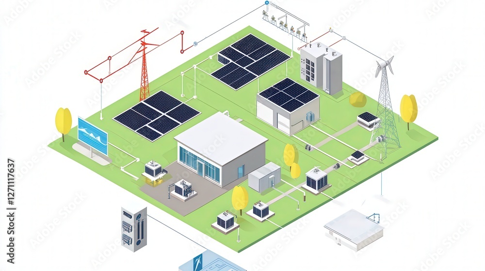 Fototapeta premium smart energy management system balancing renewable power supply and demand