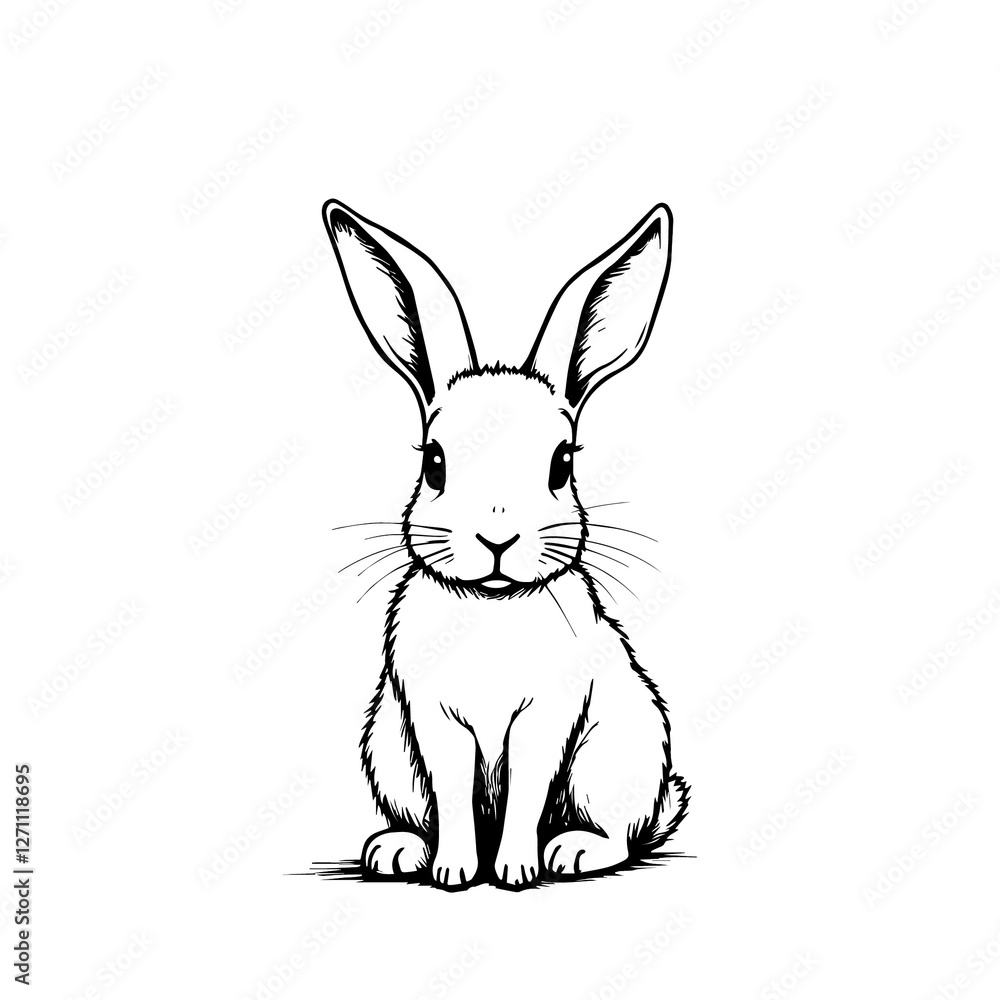 simple image of a black and white rabbit simple image of a black and white rabbit