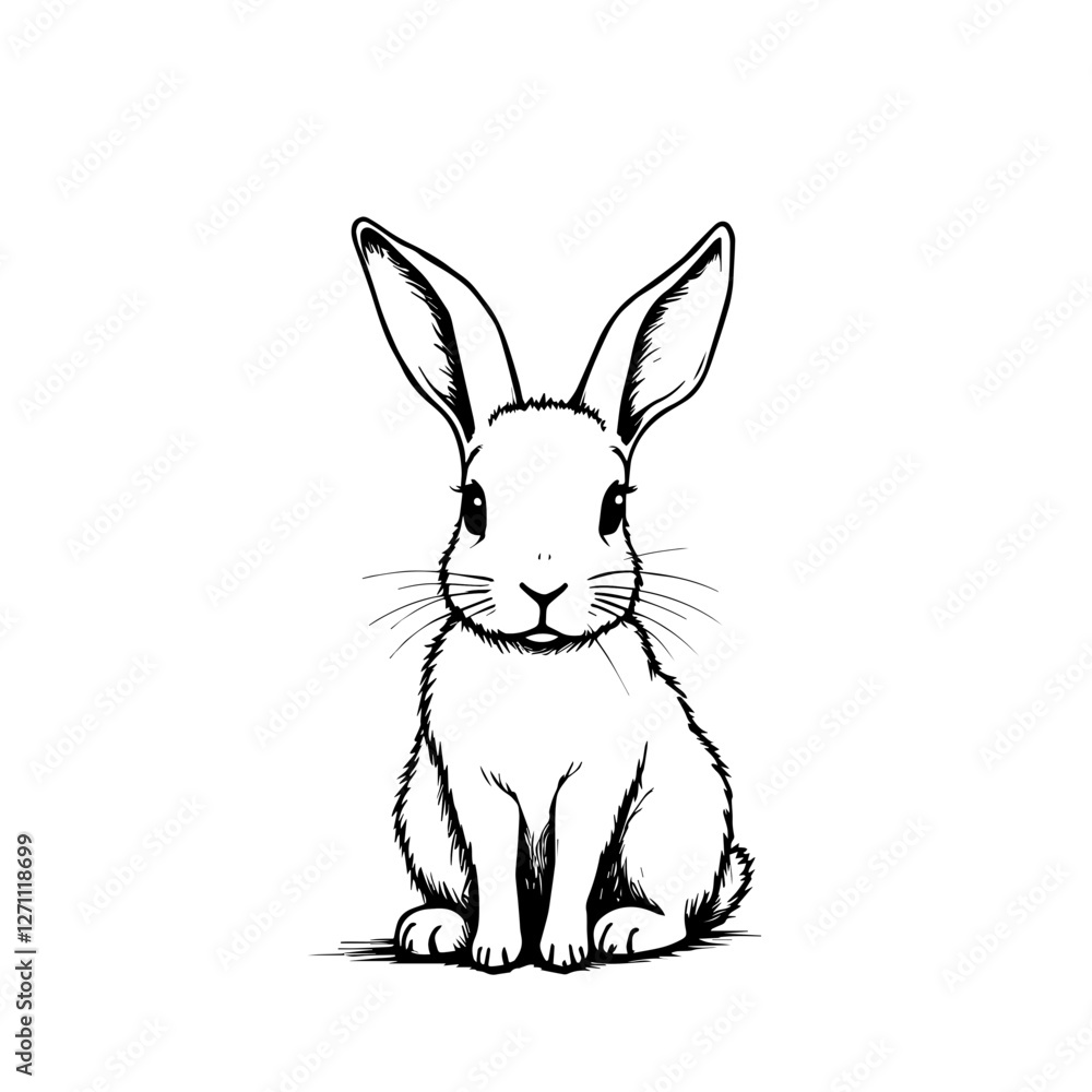 simple image of a black and white rabbit simple image of a black and white rabbit
