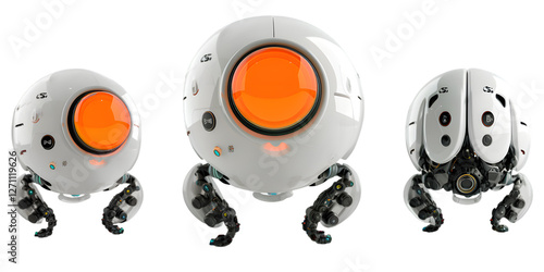 Futuristic Mini AI Robot with Glossy White Body and Blue LED Accents