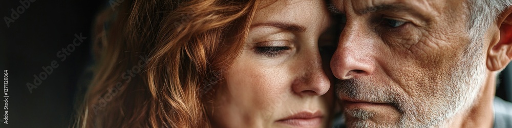 Obraz premium A close-up shot of a woman and a man, possibly in love or intimacy