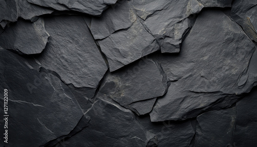 Wallpaper Mural Textured black slate rock surface with natural patterns and variations. This close up image showcases unique characteristics of slate, perfect for backgrounds or design elements Torontodigital.ca