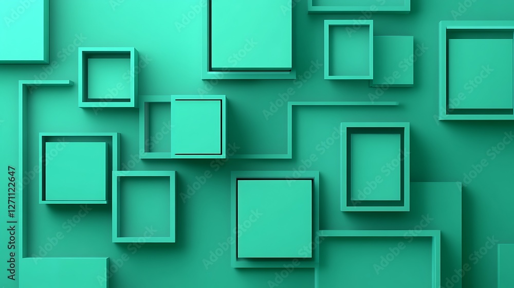 Abstract Teal Geometric Shapes Wall Design Abstract Teal Geometric Shapes Wall Design