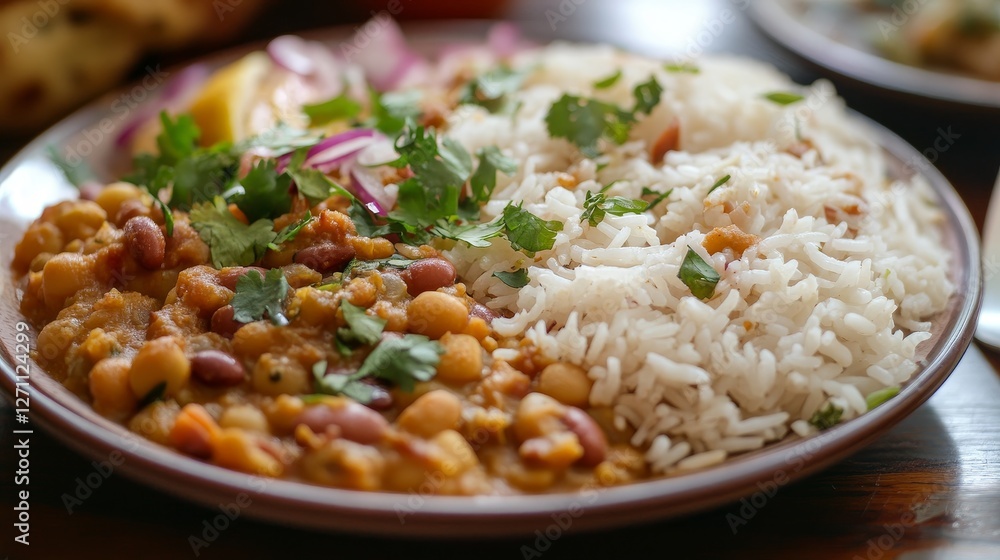 Rajma Chawal: A Flavorful Plate of Rice and Beans - Savory Rajma Chawal, a hearty Indian dish. Symbolize comfort food, cultural cuisine, healthy eating, delicious flavors, and satisfying meal Rajma Chawal: A Flavorful Plate of Rice and Beans - Savory Rajma Chawal, a hearty Indian dish. Symbolize comfort food, cultural cuisine, healthy eating, delicious flavors, and satisfying meal