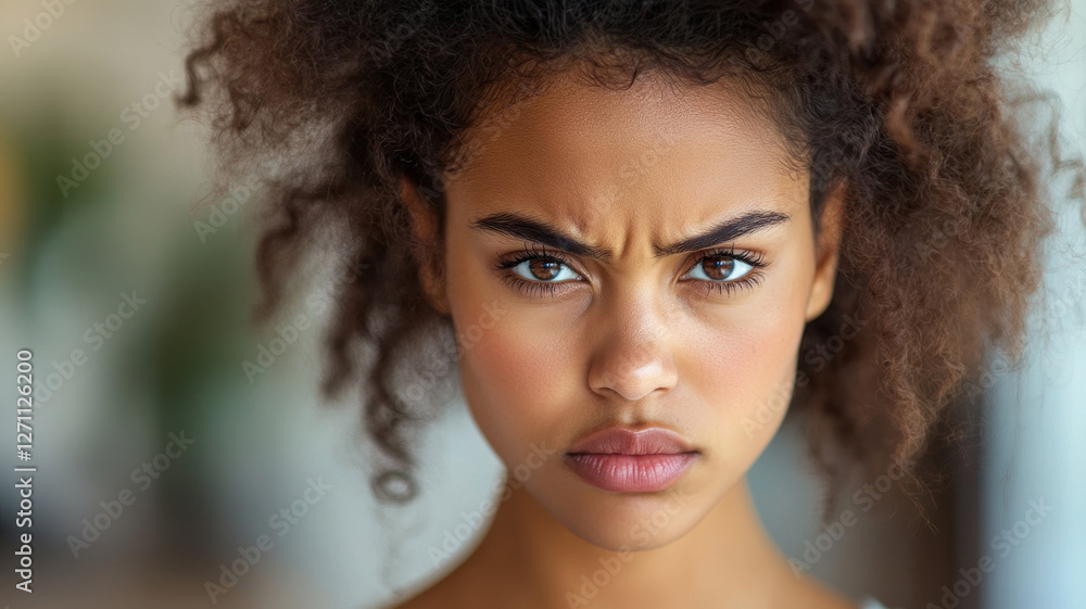 Focused determination closeup of a woman in a bright setting portrait photography emotional expression Focused determination closeup of a woman in a bright setting portrait photography emotional expression