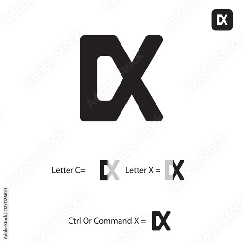 Letters C and X combine Creative Combination Mark Logo Design concept